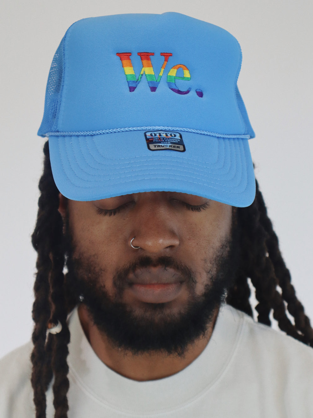 We. Blue Rainbow Hat