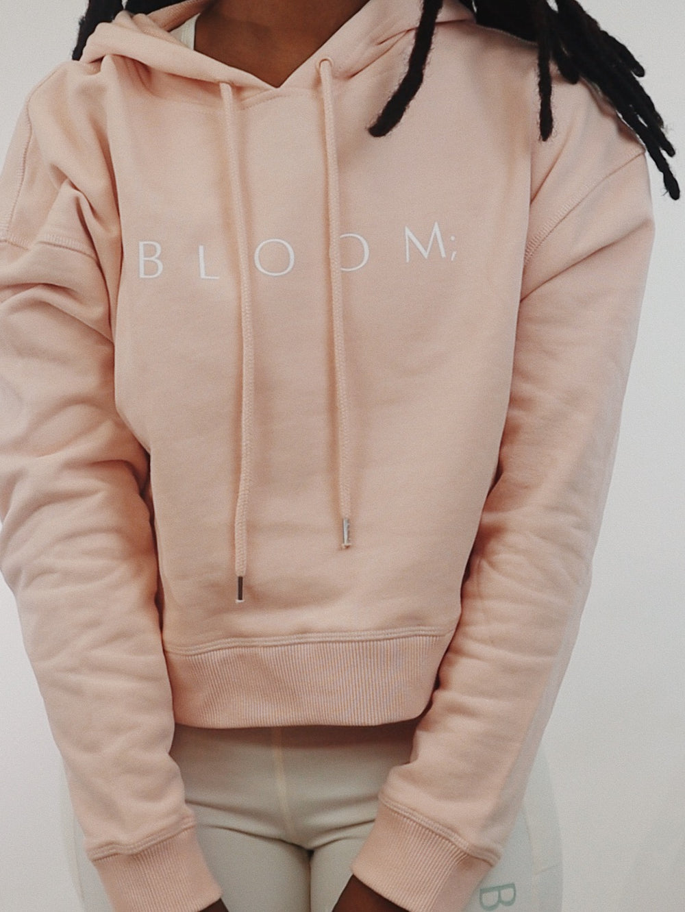 Bloom Crop Top Hoodie - Pink